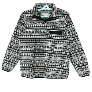 JACHS Womens Outdoor Adventure Pullover Black White Fleece Jacket Sz Medium NWOT